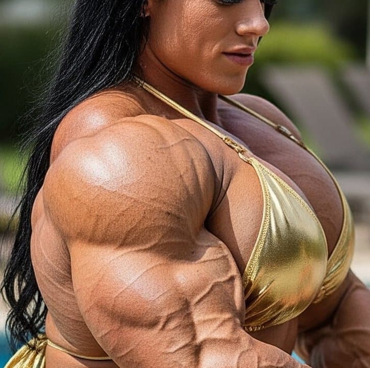 Big, roided muscles are there to be touched and licked