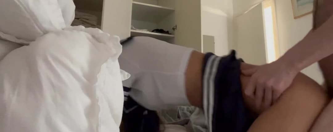 Asian girl in schoolgirl outfit fucked by older white dude