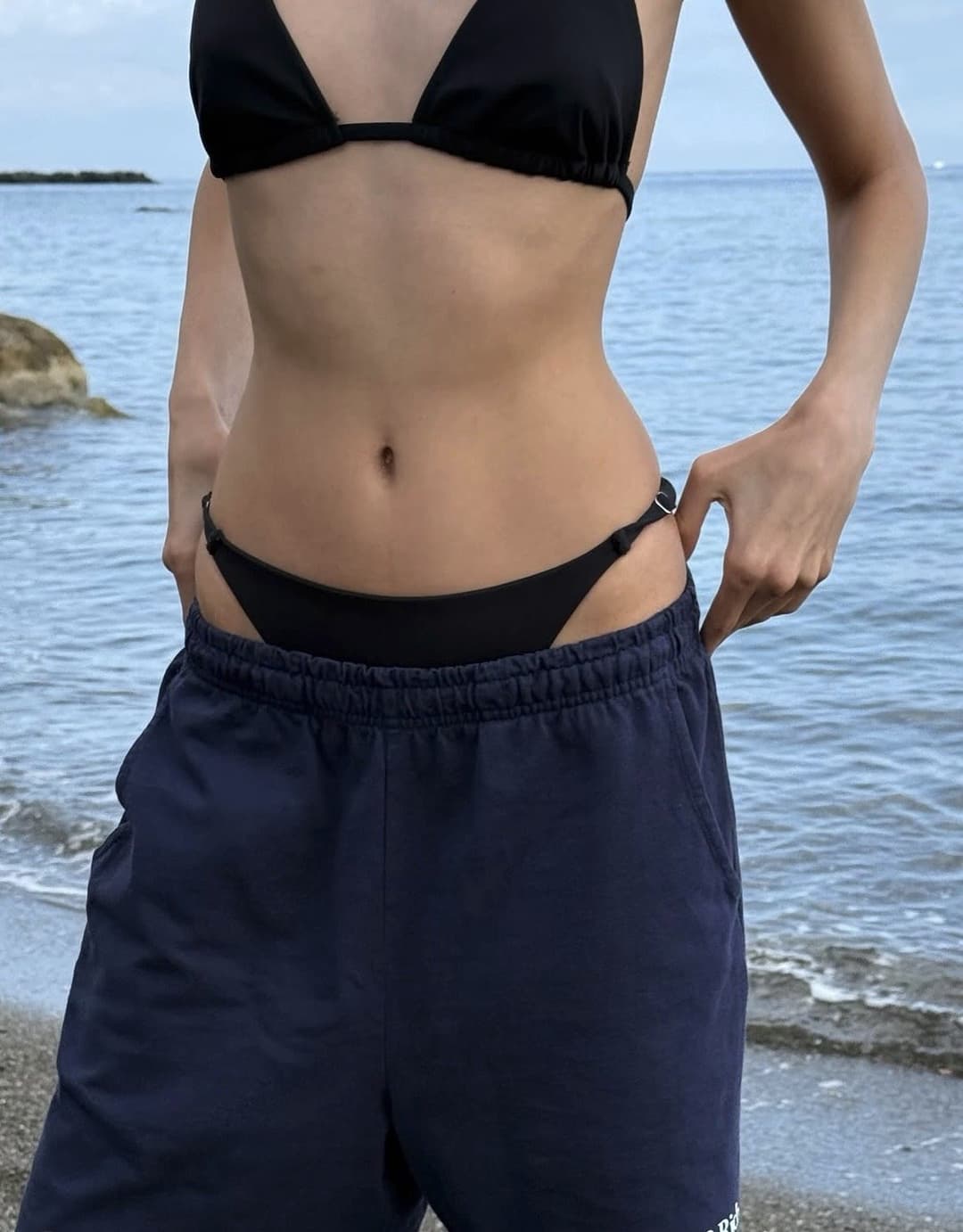 Euro girl changing into bikini