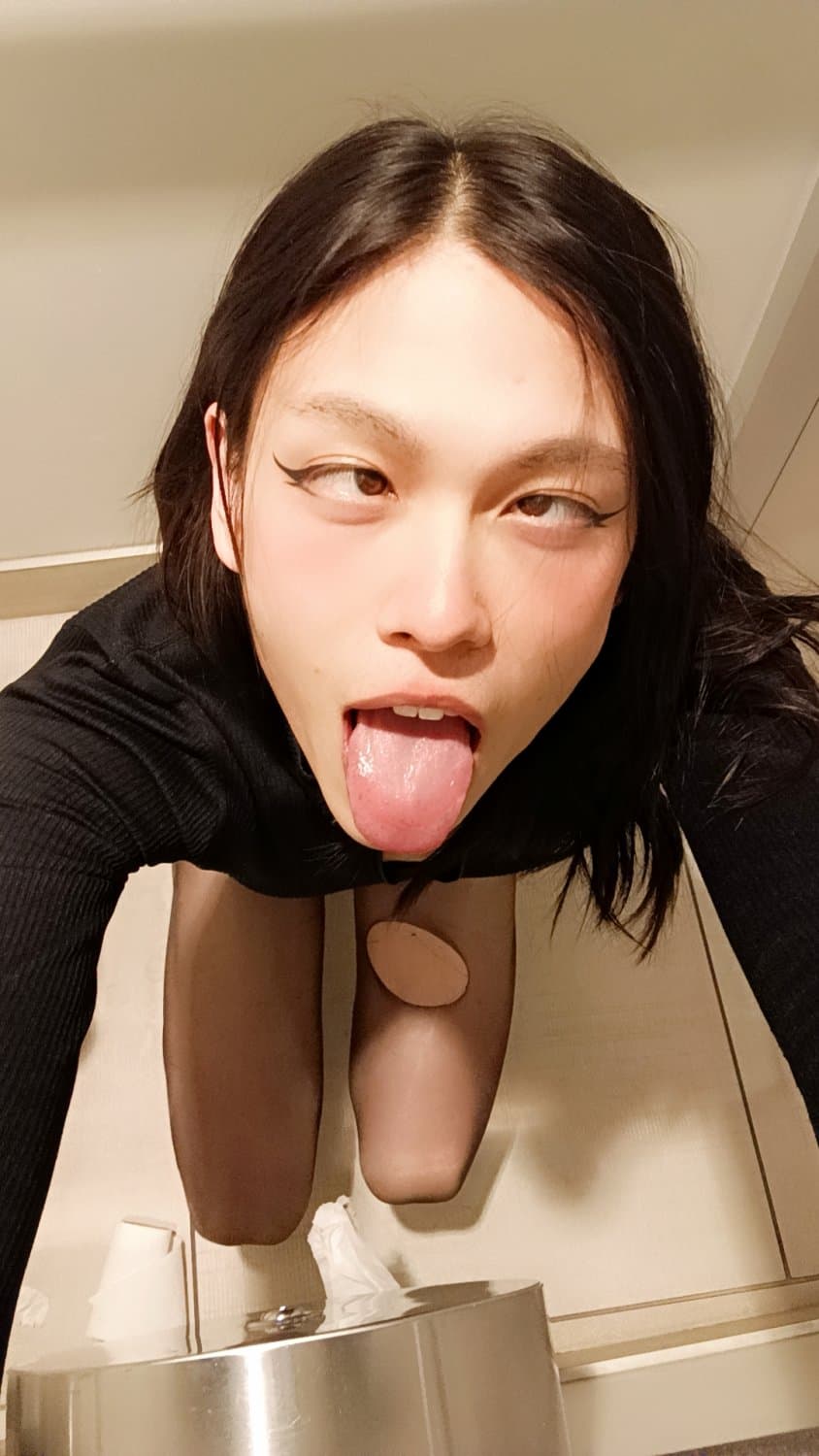 Femboy masturbating in school bathroom, wishing someone can fuck me into a drooling ahegao whore