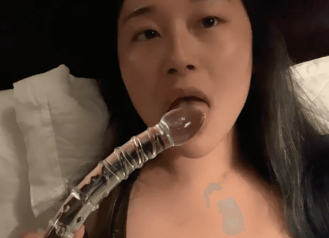Asian Babe with Glass Dildo