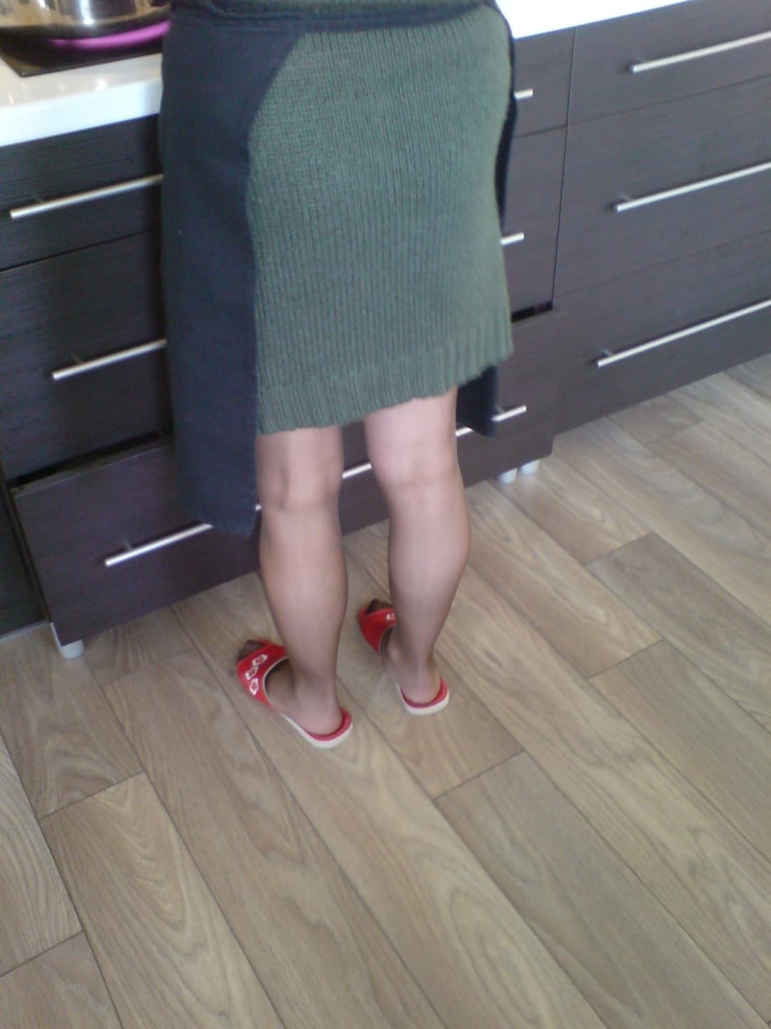 My mom legs in nylon