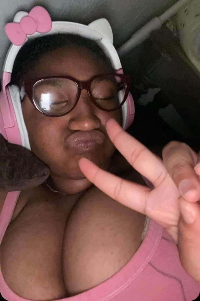 Black girl with big tits and hello kitty headphones