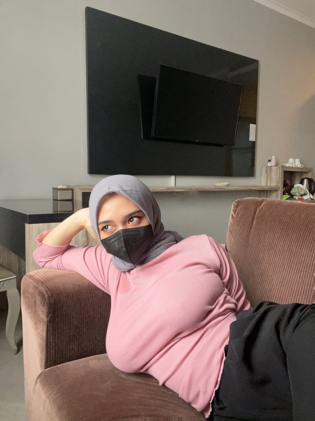 Big-breasted Young Hijab Malaysian