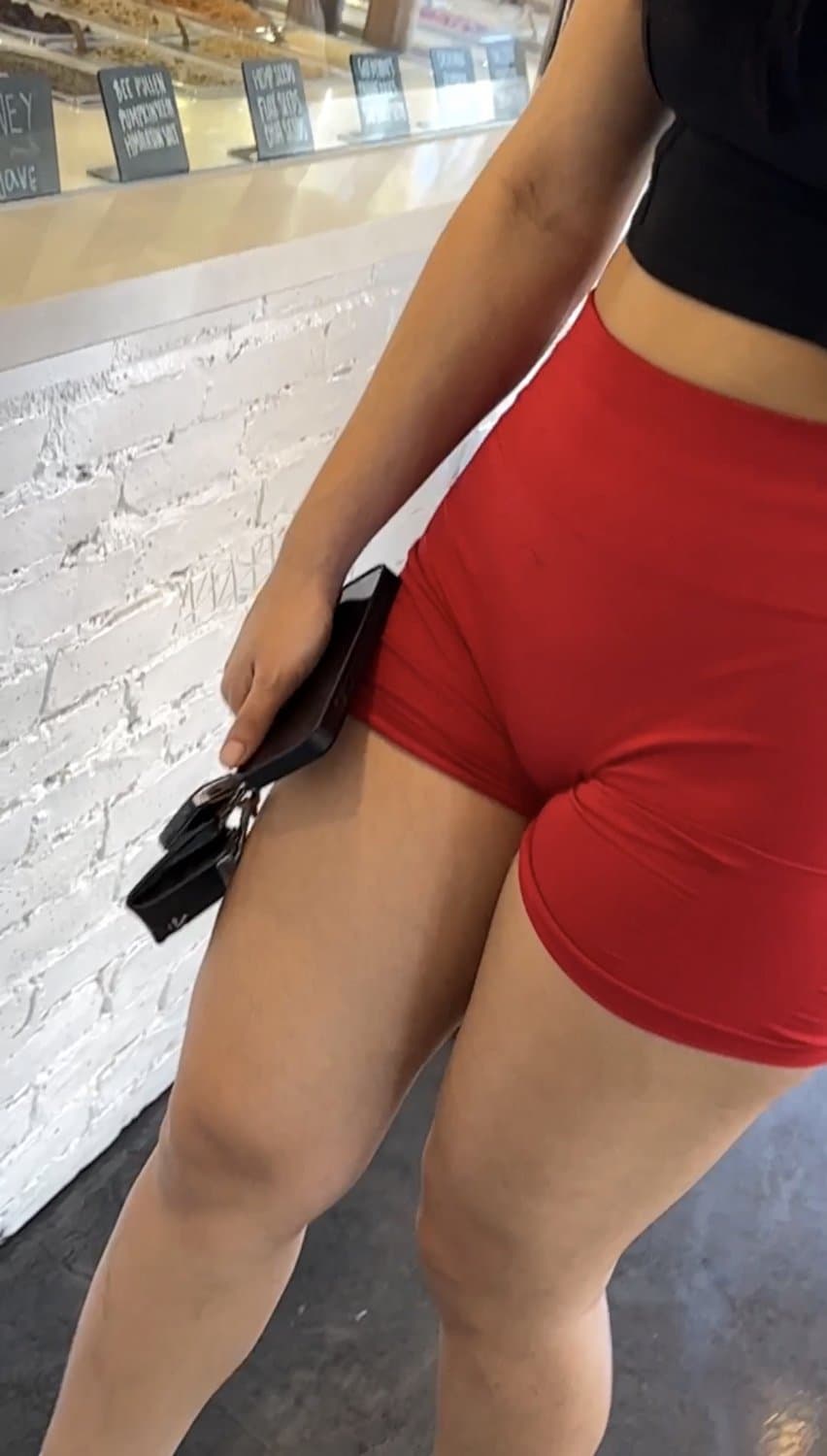 Click to view full size Latina baddie creepshot red Gym shorts