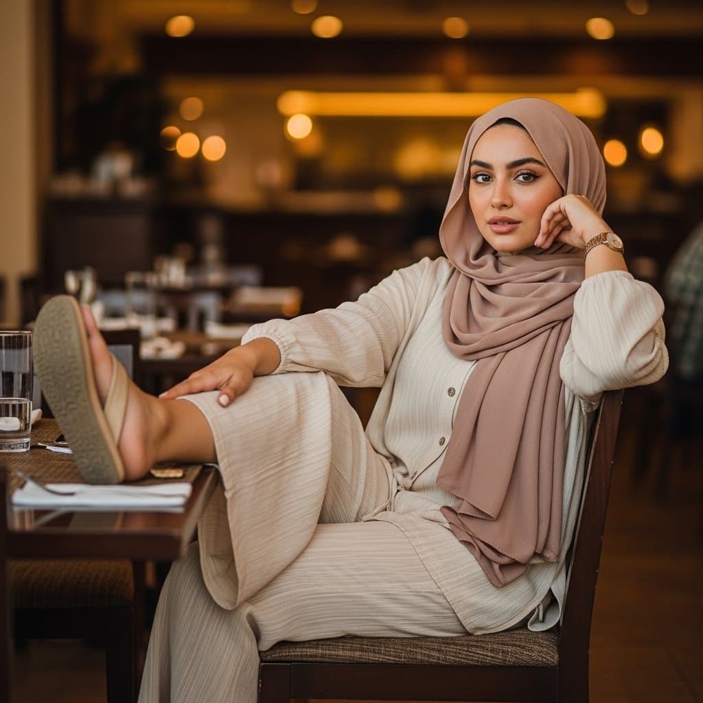 Hijabi Arab feet and spit compilation