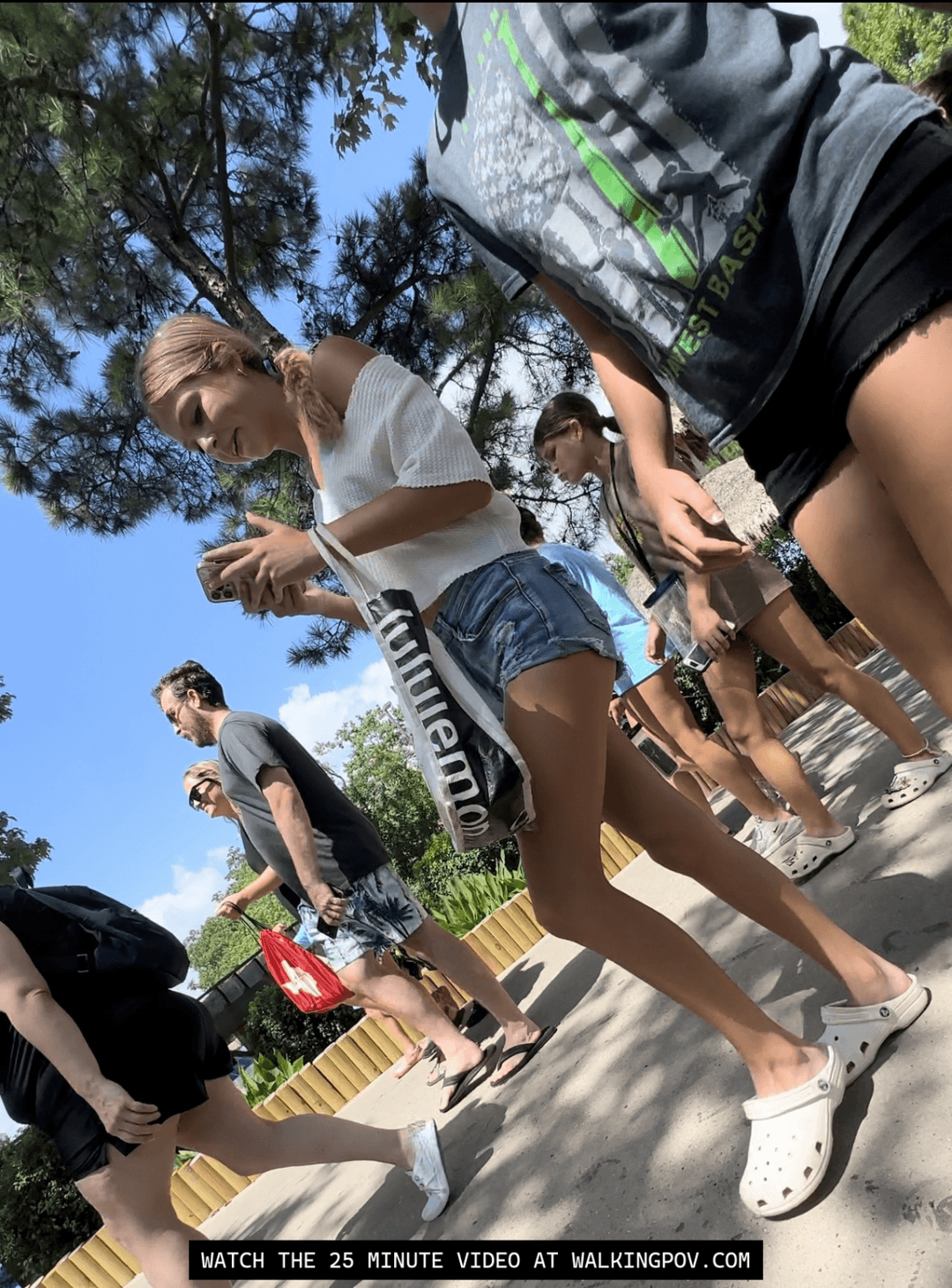 Caught Spying: Following my hot neighbor at the park in her tiny denim shorts