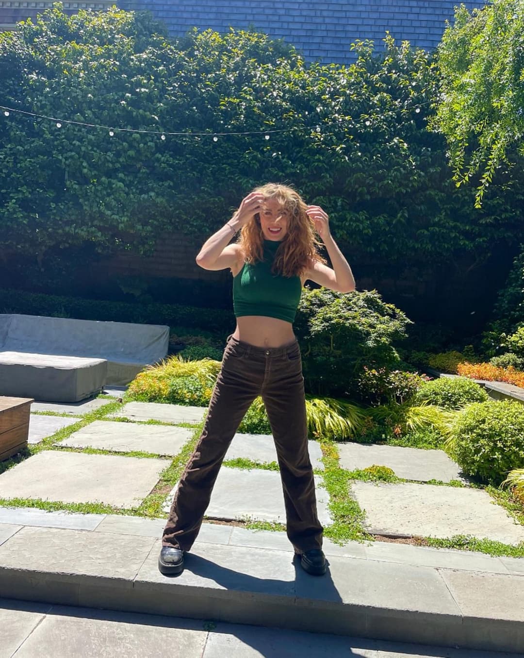 Blonde German slut with black pubes