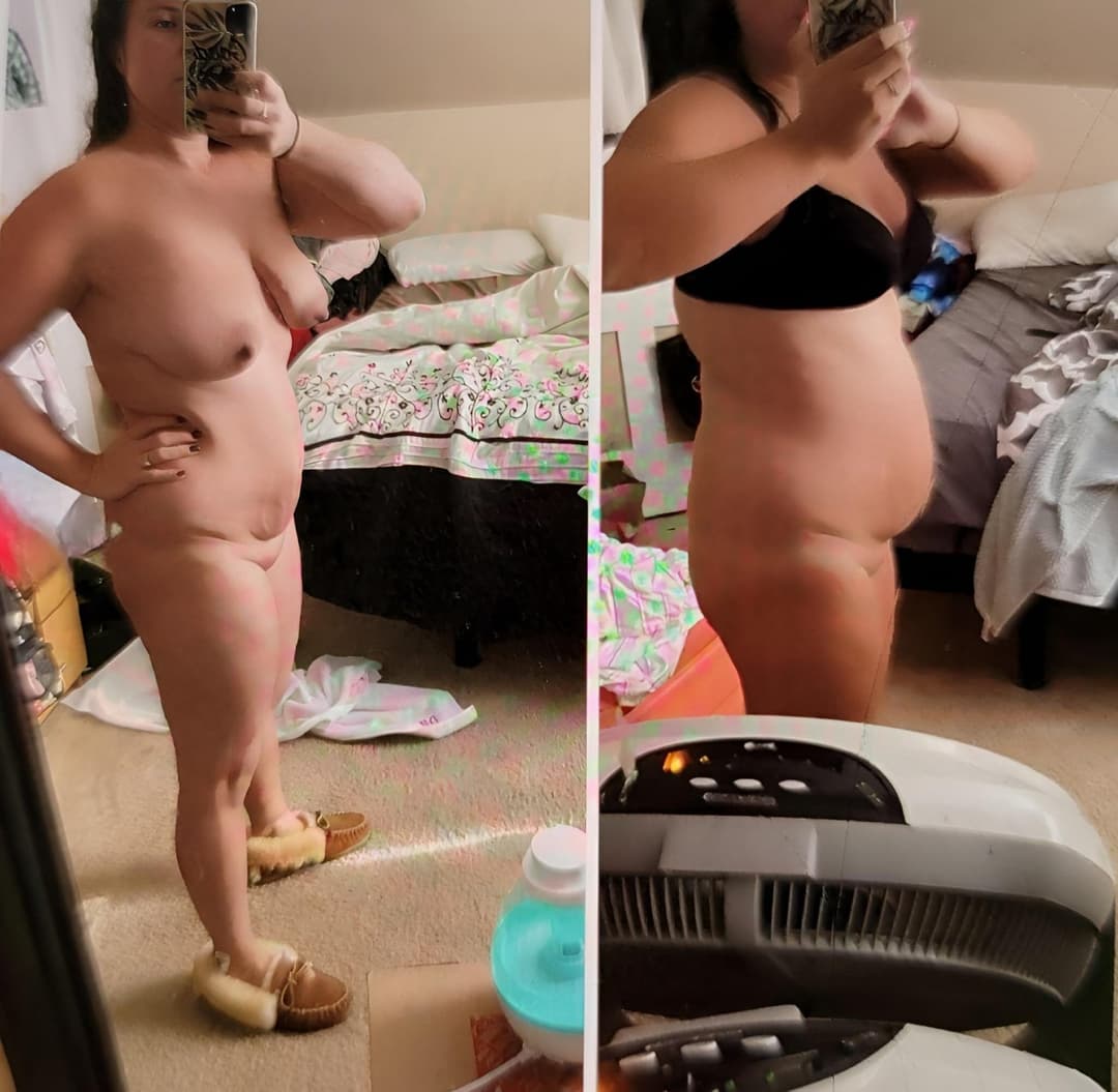 Right was 2 months after giving birth left pic was 3 months after giving birth