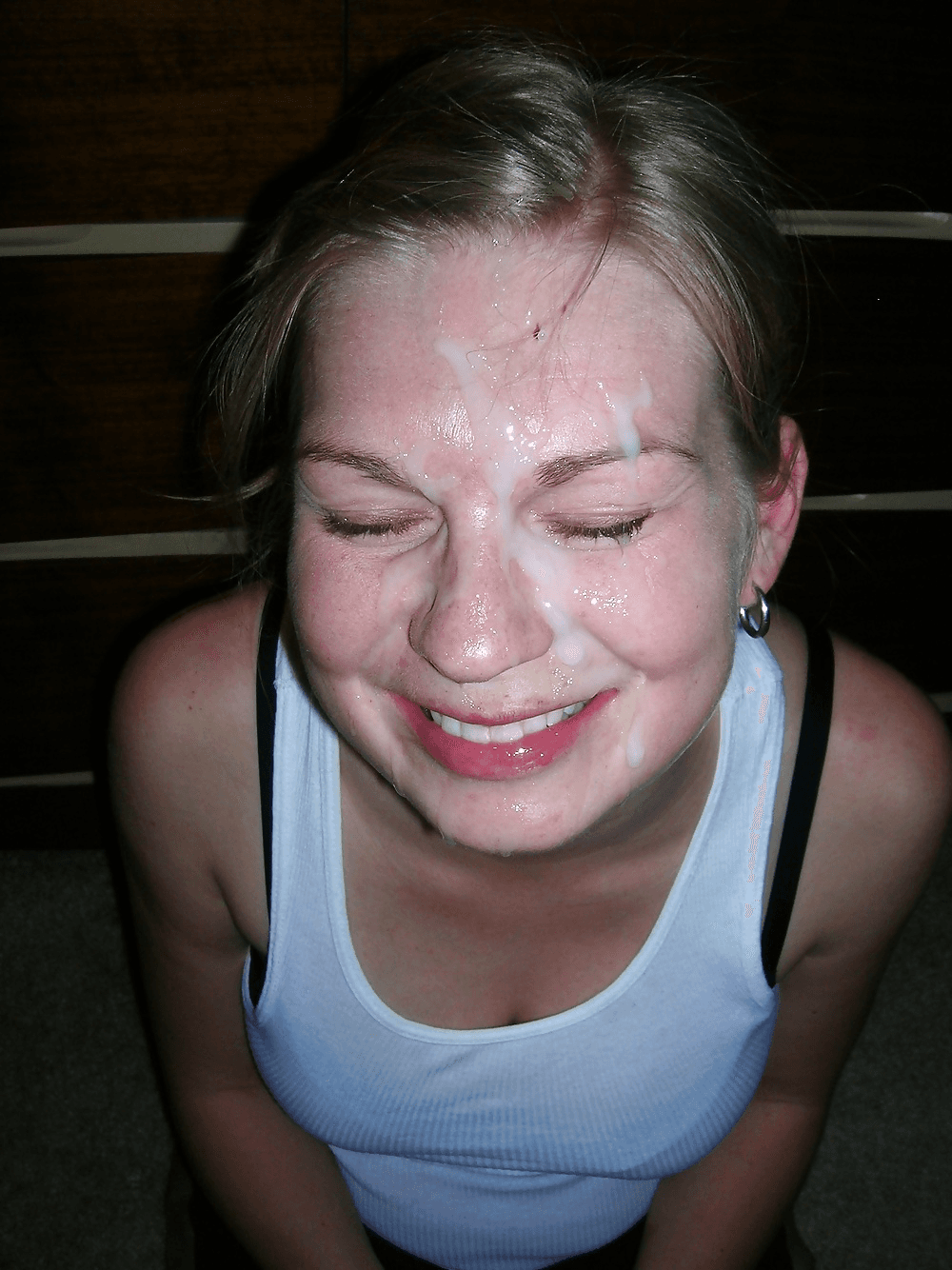 Click to view full size Cute strawberry blonde girlfriend loves big gooey cum facials