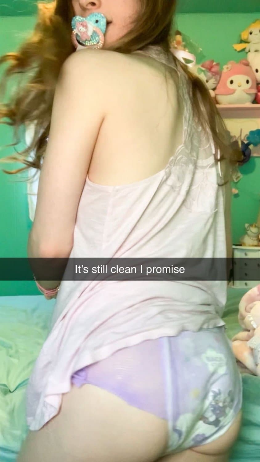 Hot strawberry blonde loves filling her diapers on Snapchat