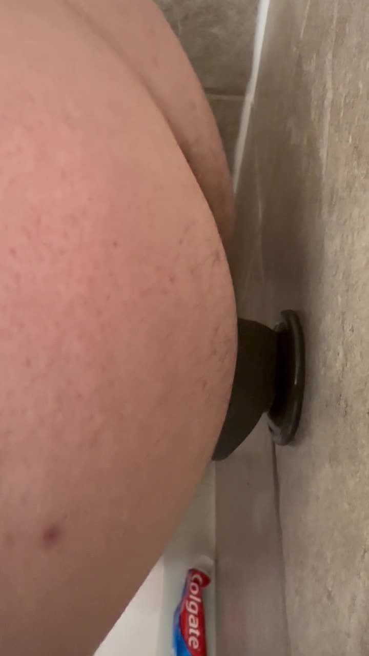 Native Canadian BBW Slut Fucks a Big Black Dildo in the Shower