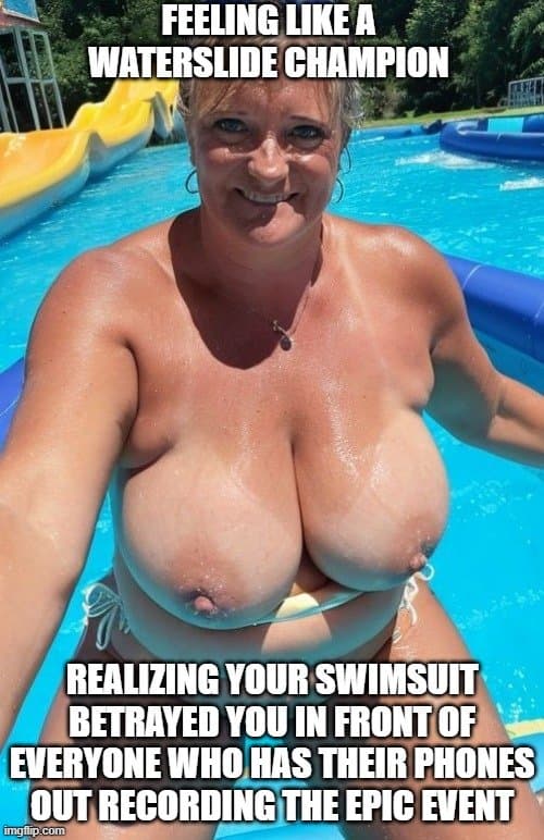 Joanne Tanner has Bathing Suit Malfunctions at Waterpark