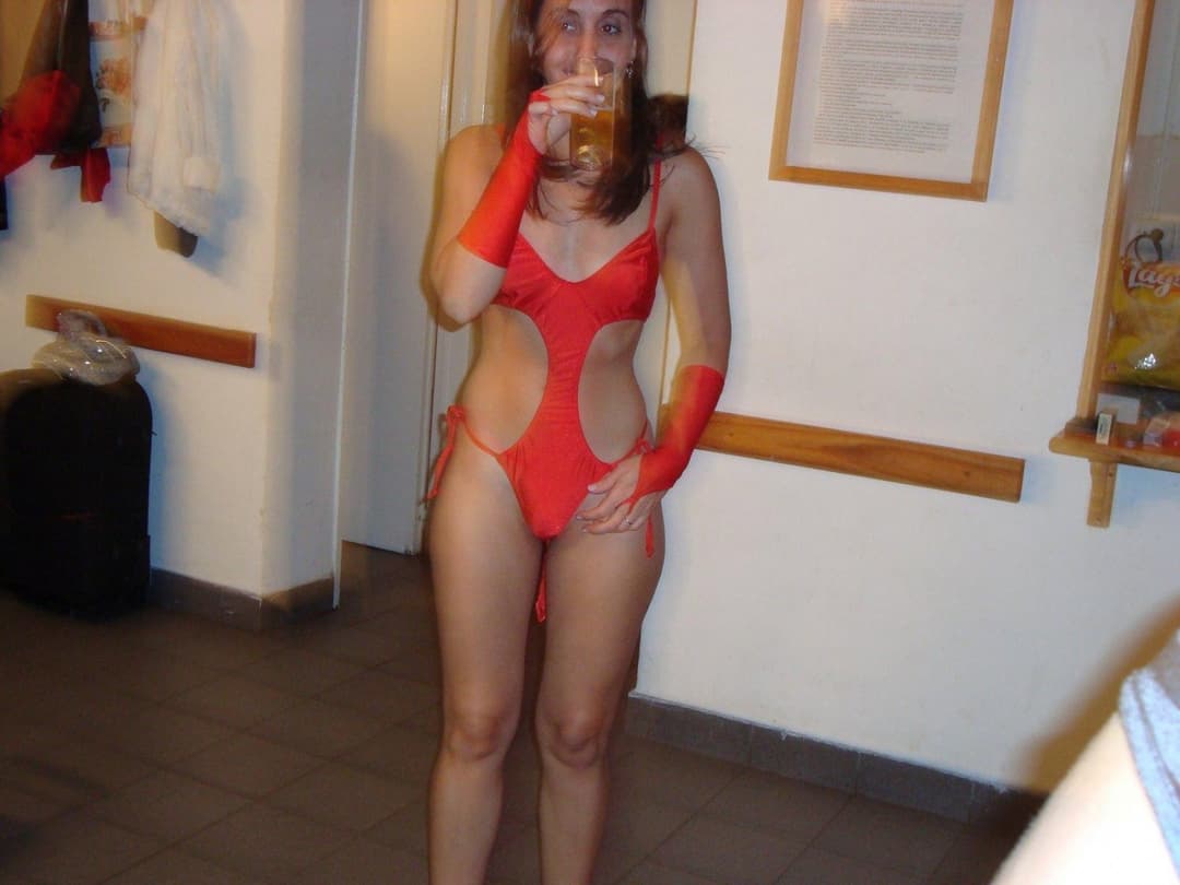 Slutty costume and dildo fun