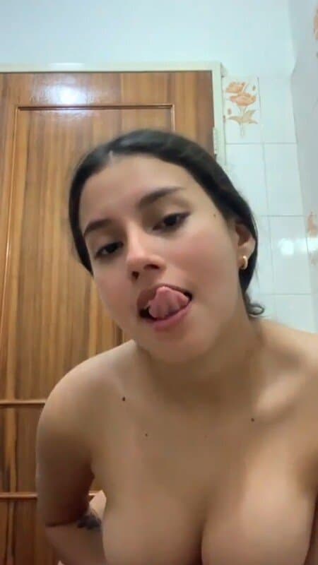 Perfect body busty girl undressing and fingering Indian NRI desi