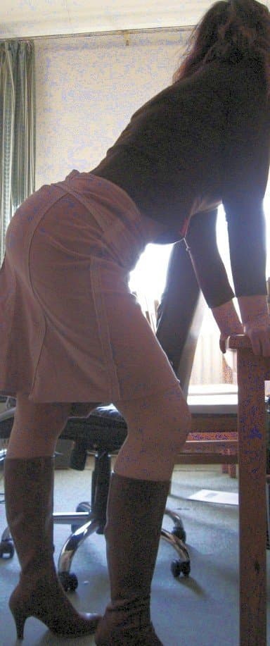 CFNM MILF Nadia with her decent skirt and boots on ,is going to show two young fans what cfnm means