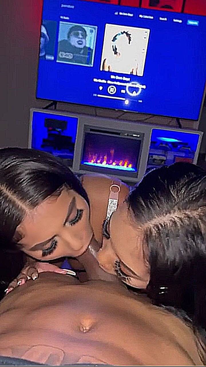 Latina lesbian slut friends share black cock and facial
