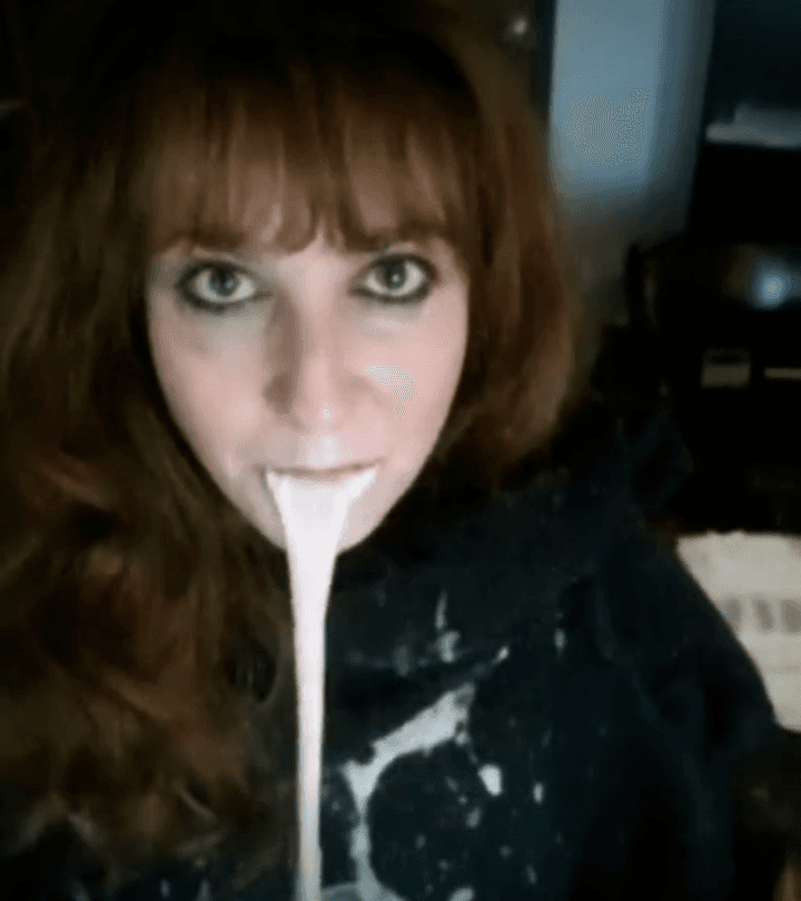 Click to view full size Insane amounts of jizz for this cock hungry whore