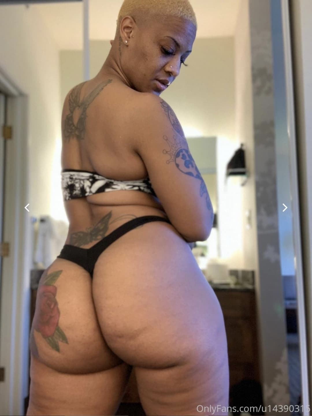 Blonde Ebony dark skin curvy body short hair buzz cut tomboy