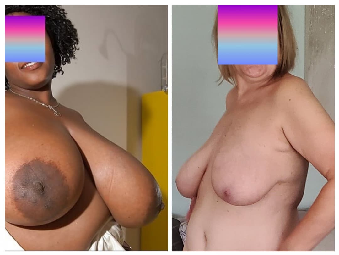 COLLAGE side by side comparison with some of the BIGGEST BLACK BOOBS on erome