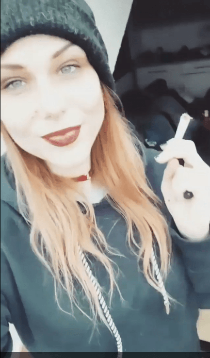 smoking hot emo hipster goth girl fucks the guys in the band. I love when women smile and smoke.