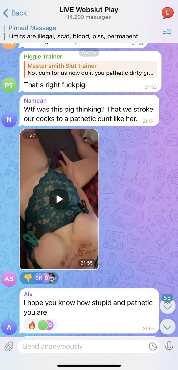 Made my fat obedient PIG perform in my Telegram group as a free use webwhore ??❌?‍???