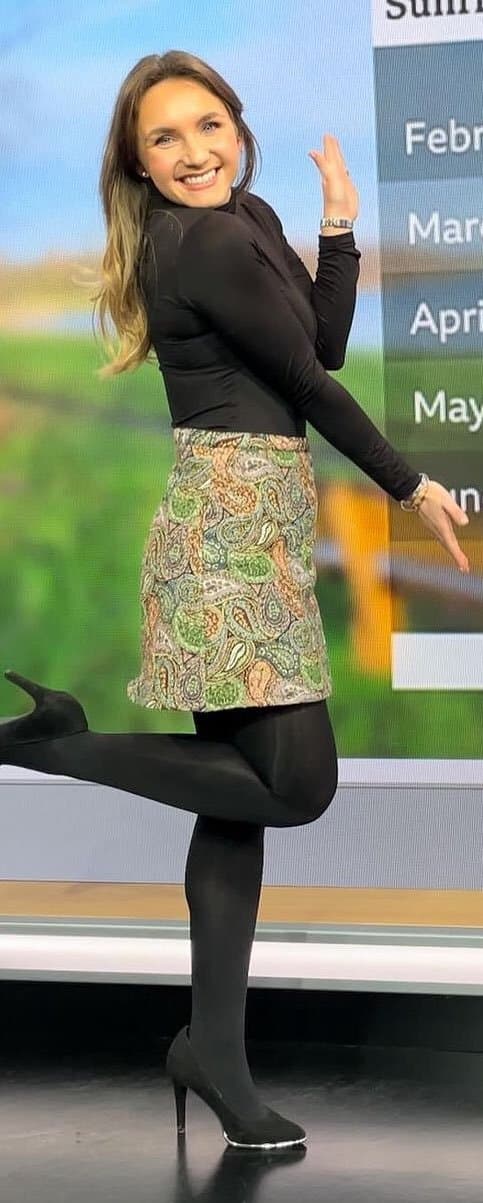 Abbie Dewhurst in black tights