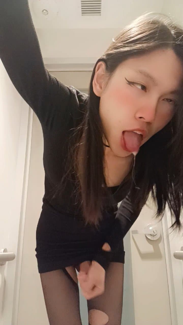 Femboy masturbating in school bathroom, wishing someone can fuck me into a drooling ahegao whore