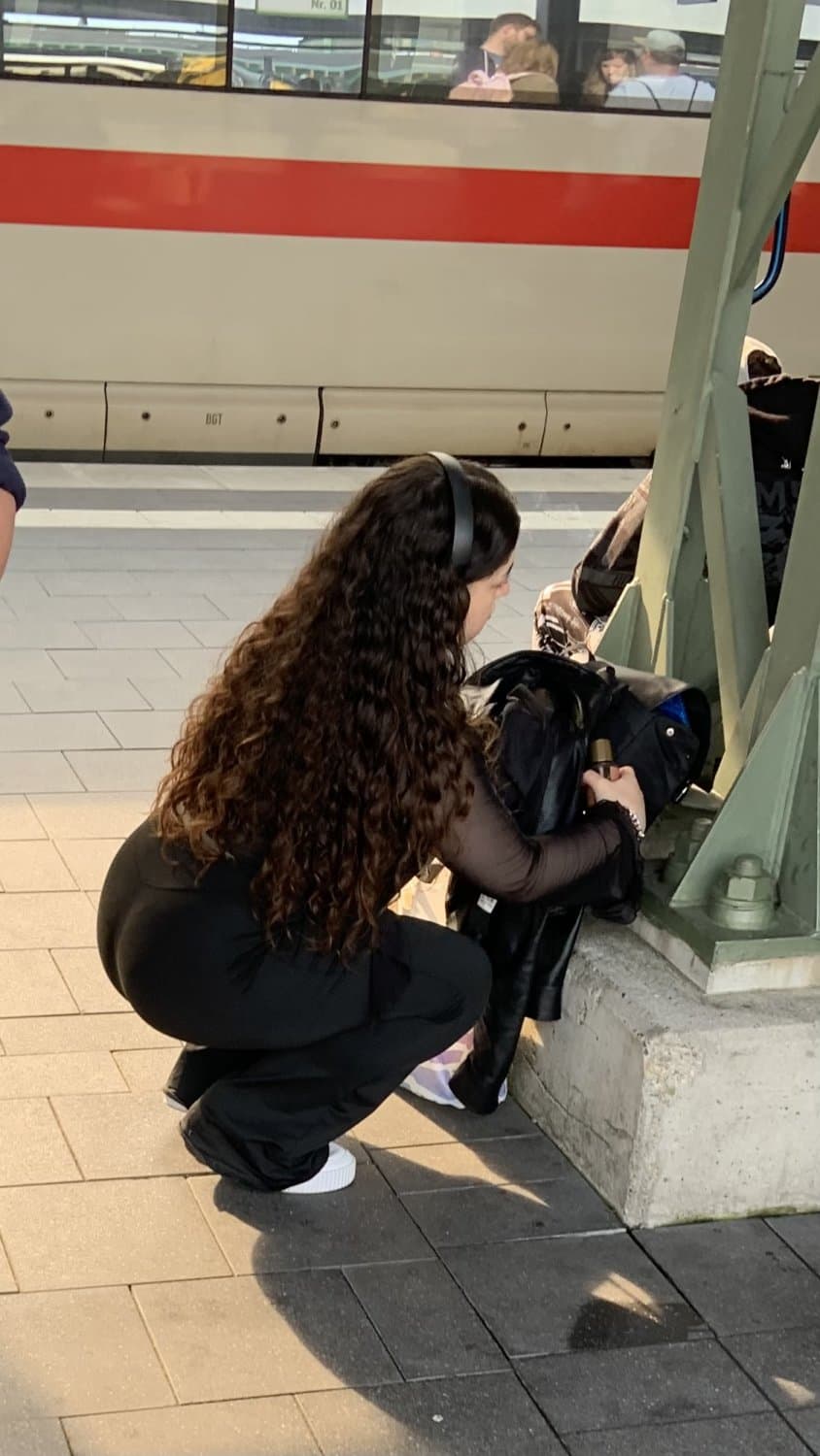 Small girl, fat ass, german slut at train Station, creepshot big ass