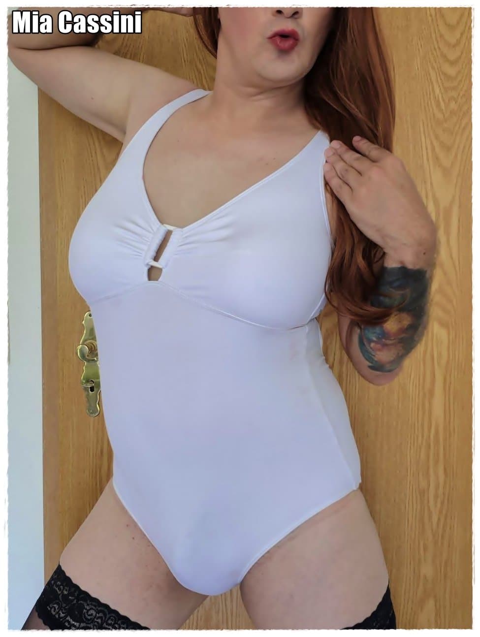 White Swimwear with Bulge