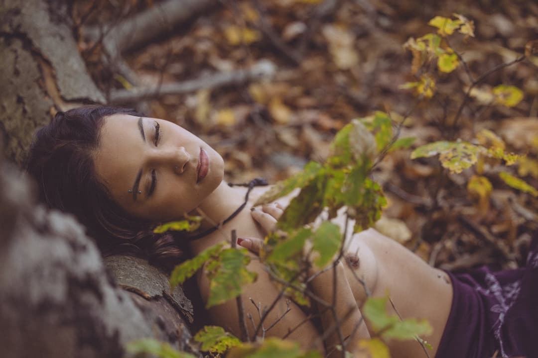 Sabrina Haze a.k.a. Chiyuki Haze from Michigan naked in the woods