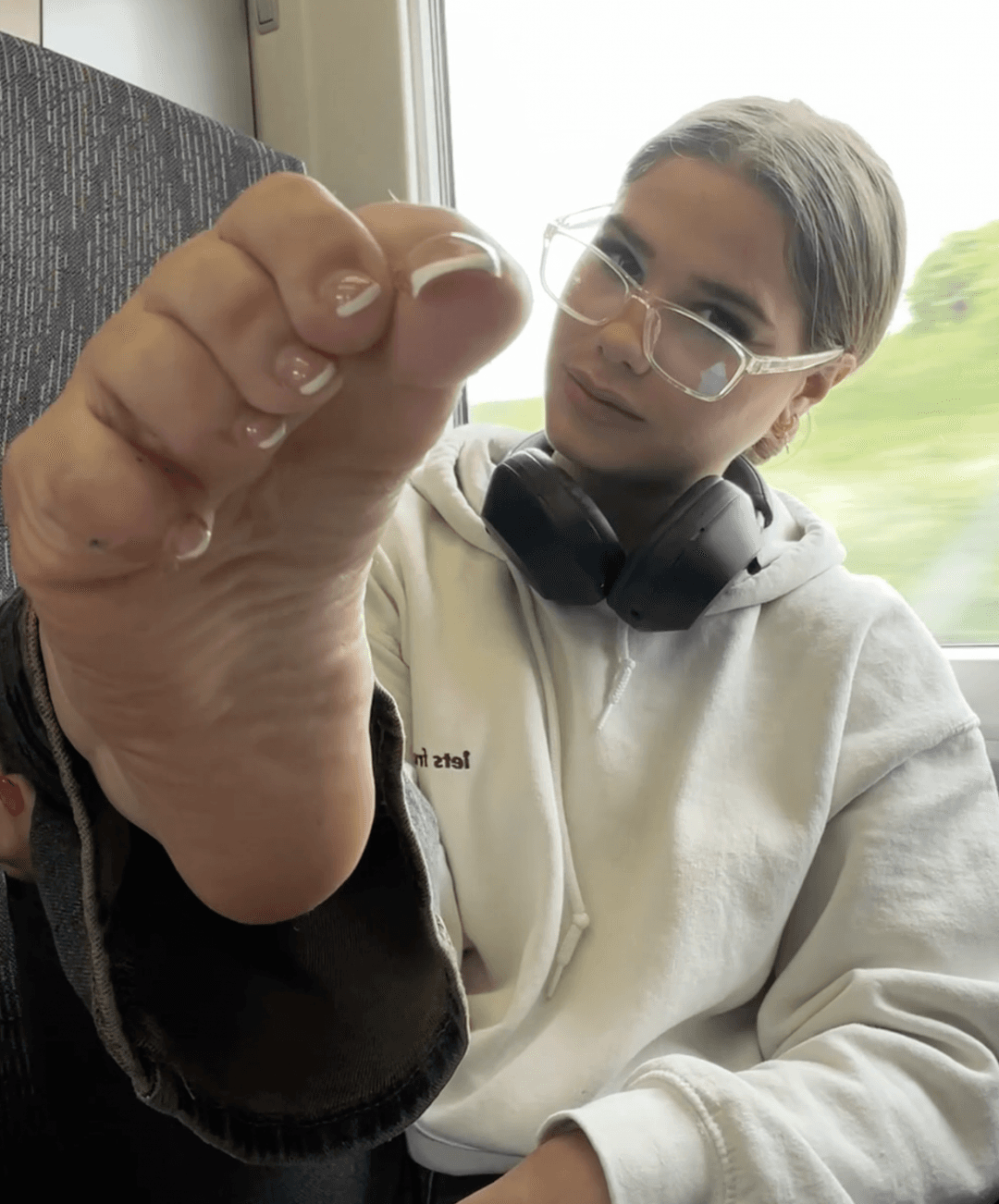 Click to view full size Shameless Foot Slut on the Train