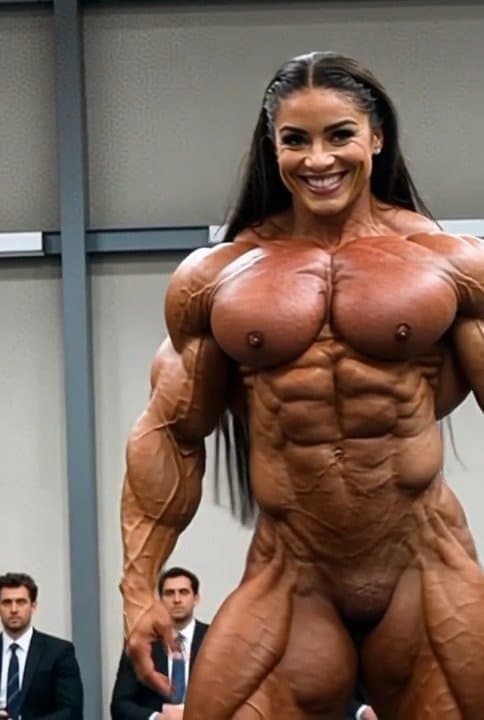 Nude Ms Olympia, seducing the judges with the strong scent of their meaty roided muscles