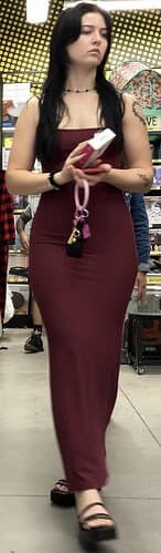 Tight, red dress on perfect body