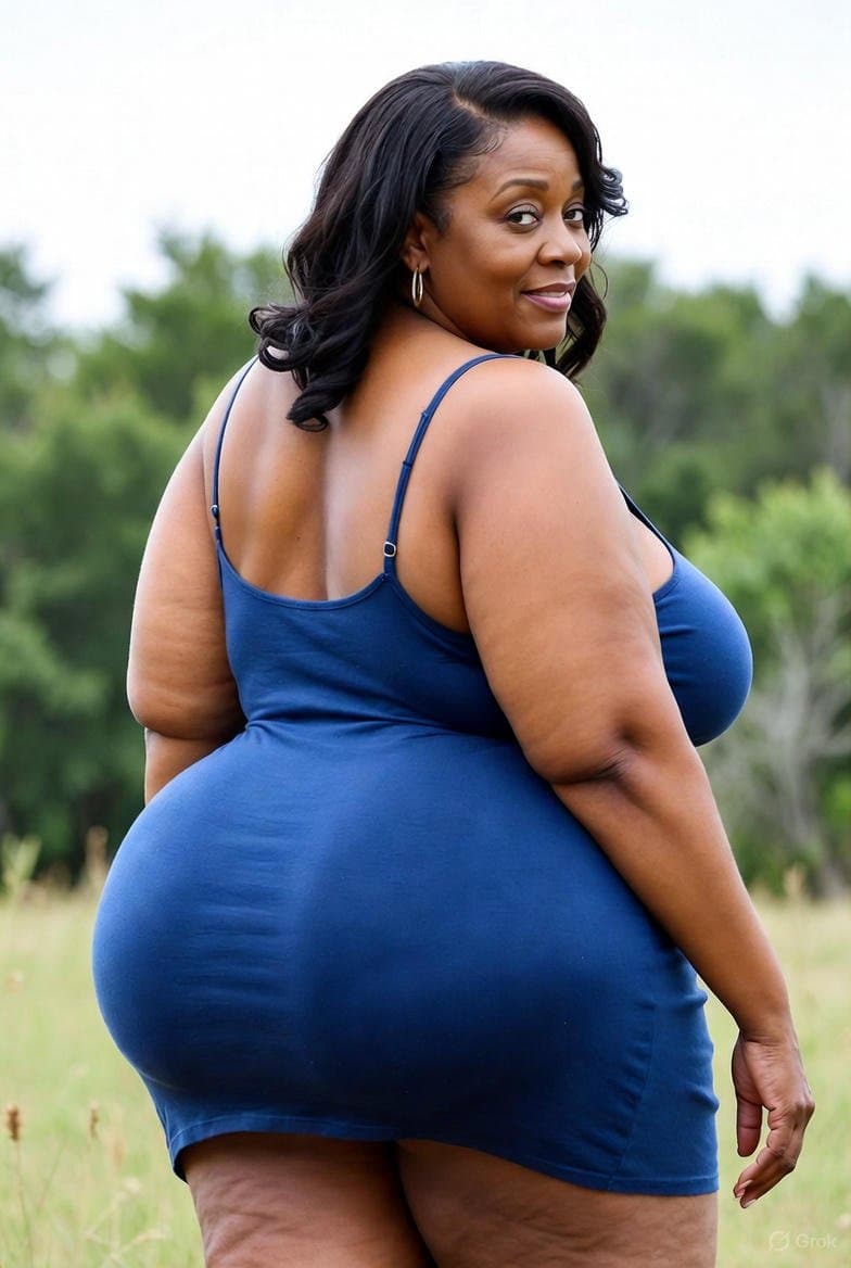 FAT BOOTY Grannies in Tight Blue Dress AI
