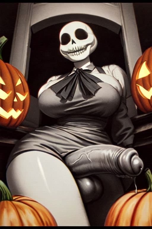 Vintage Style Halloween AI Futanari Artwork That I Generated