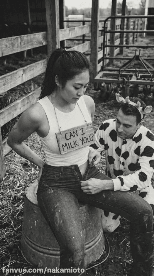 The stupid Japanese woman mistook the guy for a cow.