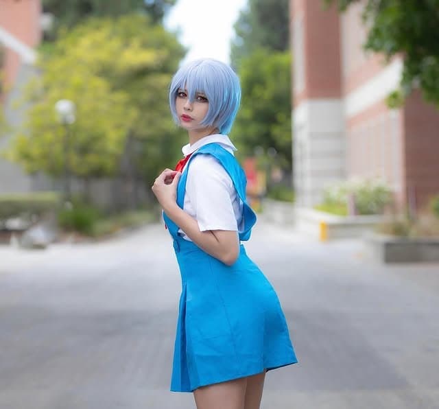 Asian School Girl Cosplay Rei Ayanami