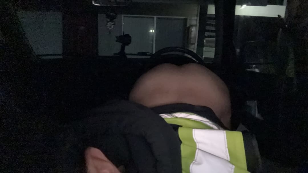 latino gets so fucking horny in his car and gets naked