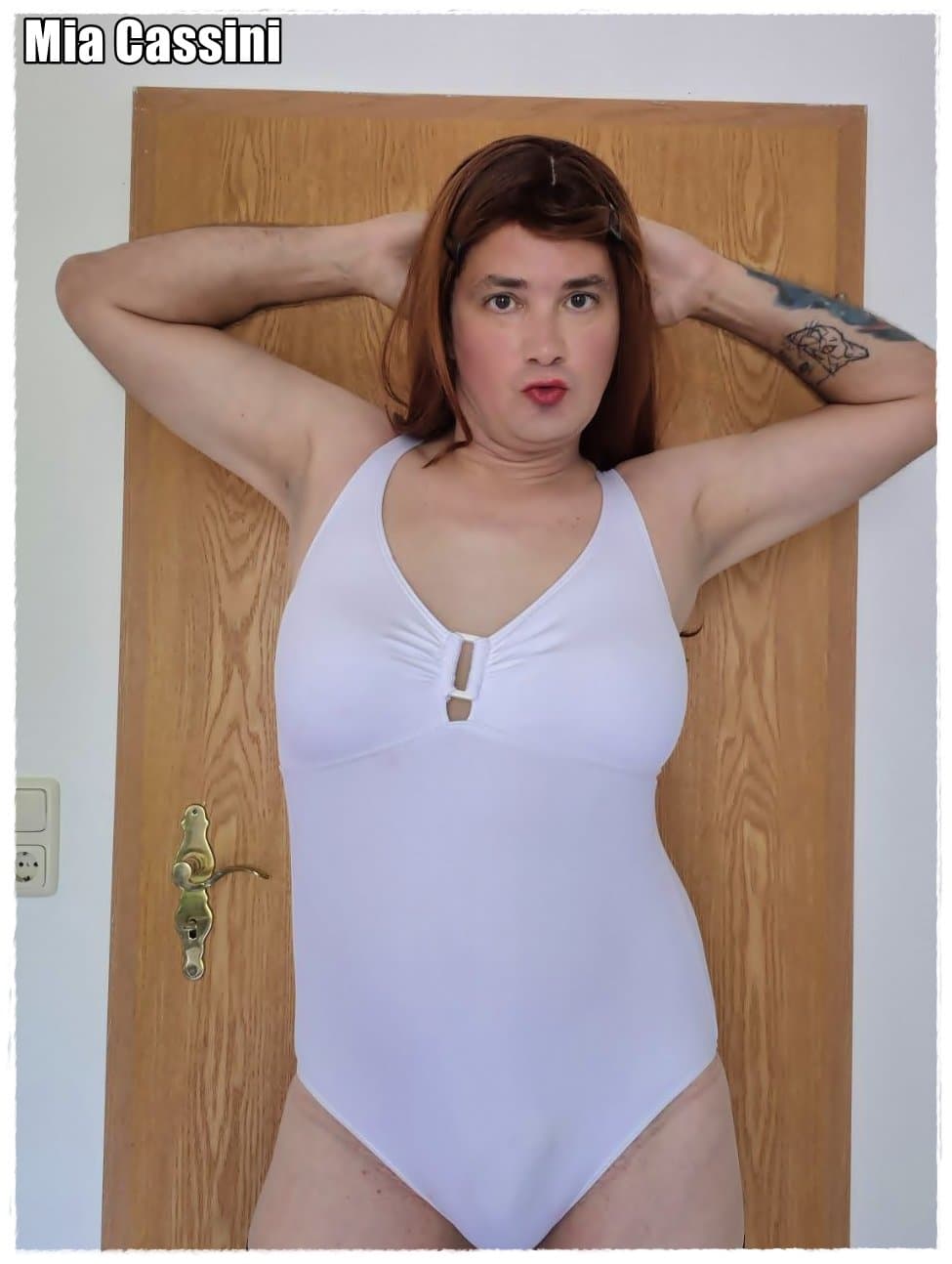 White Swimwear with Bulge