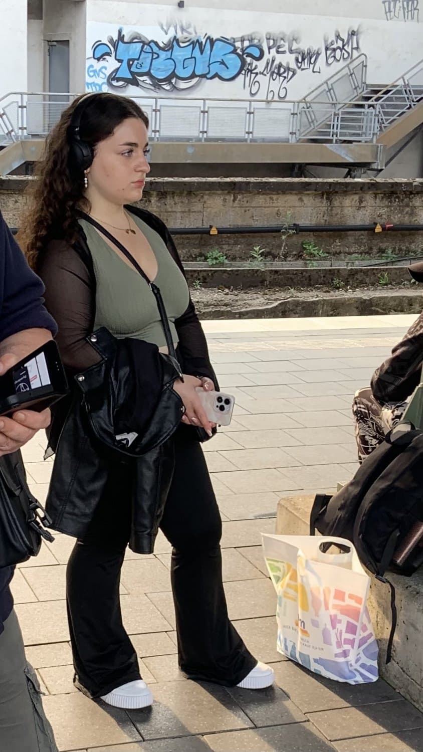 Small girl, fat ass, german slut at train Station, creepshot big ass