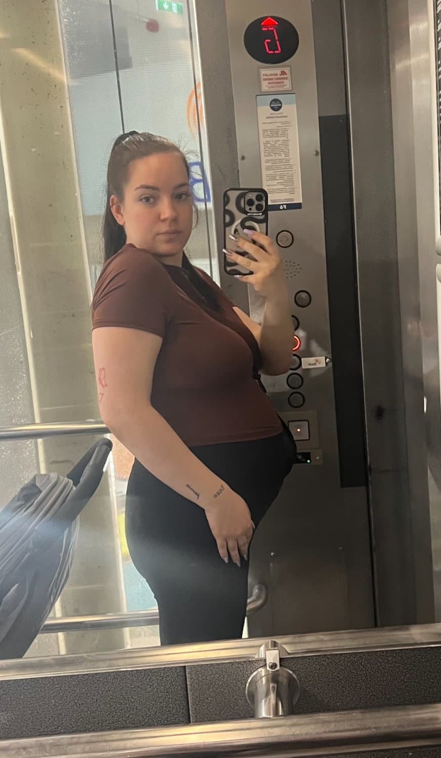 Cheating even while pregnant Hungarian wife Sophie showing off her saggy udders