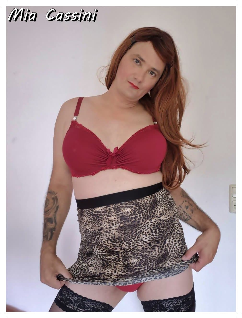 Red Lingerie and Miniskirt