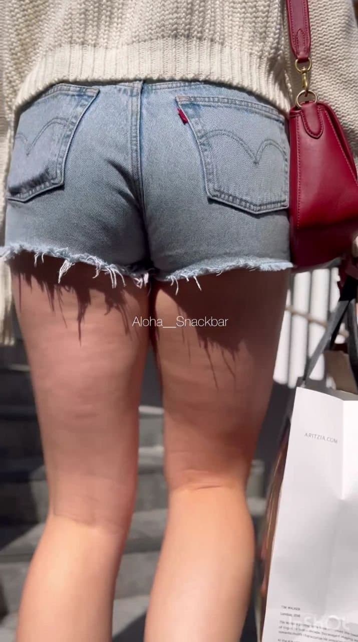 Candid blonde nice ass in shorts #spy #hidden cam #voyeur #candid