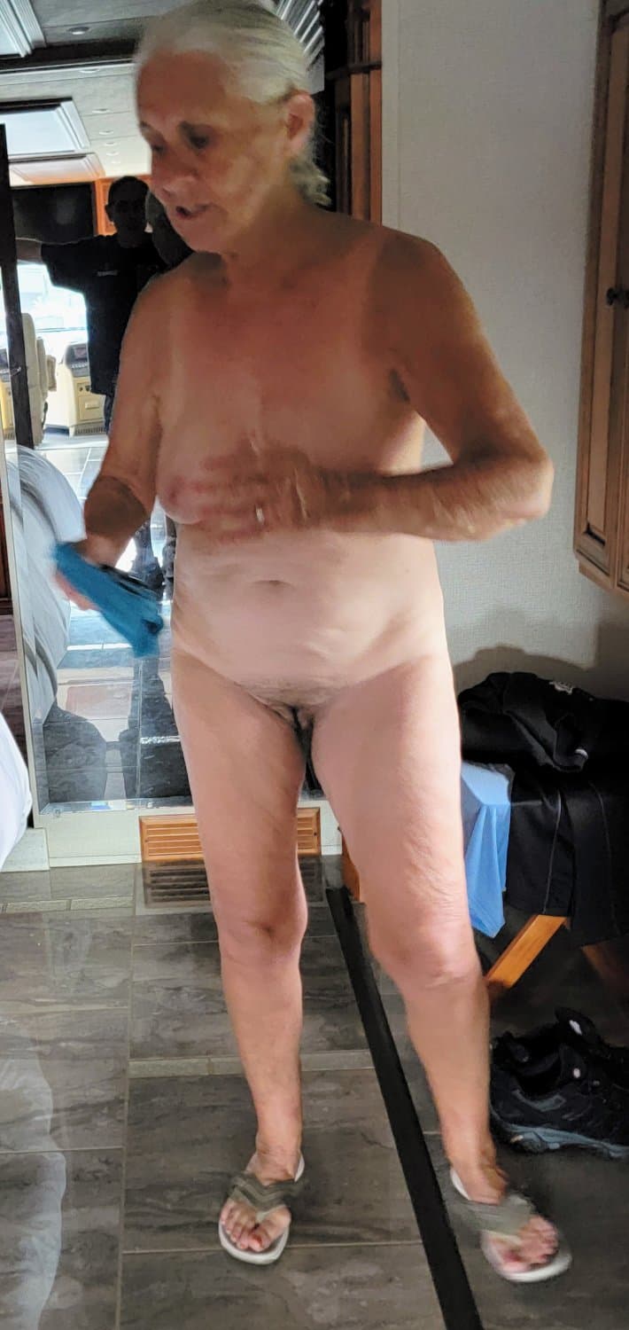 Joyce Naked Showing her Saggy Tits While Getting Dressed