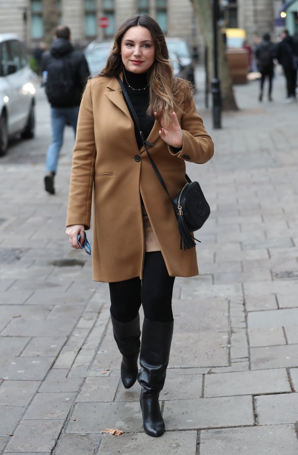 Kelly Brook - Black Knee High Leather Boots