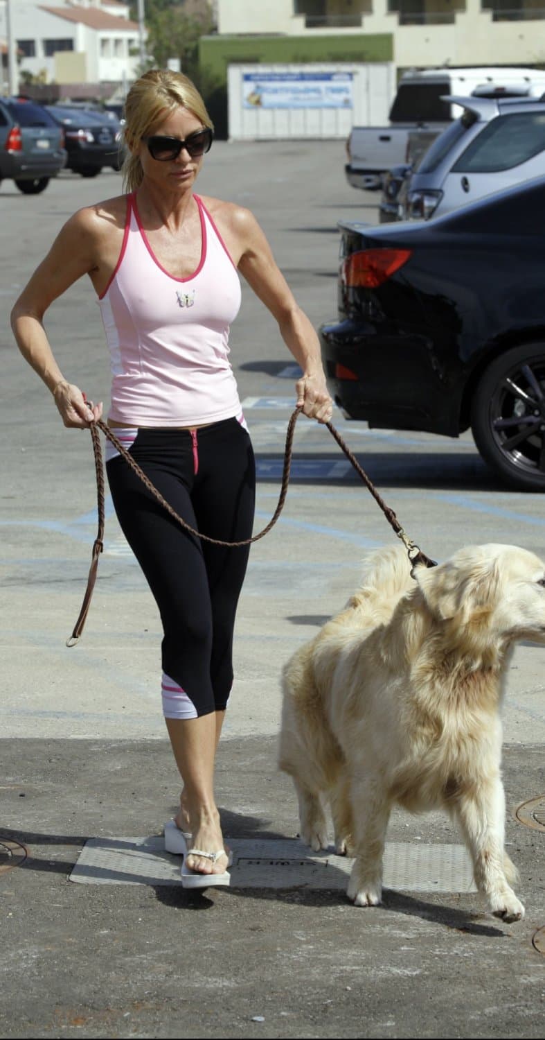 Nicollette Sheridan in platform flip flops