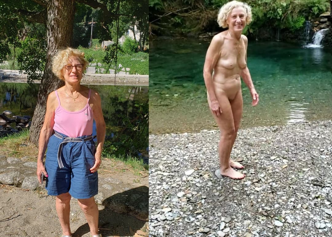 Nurse Solange dressed indoor undressed outdoor (1)