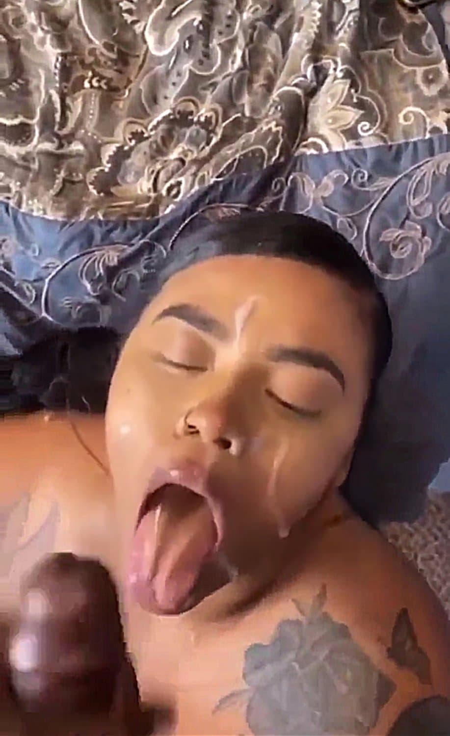 BBC titjob by ebony before taking a facial