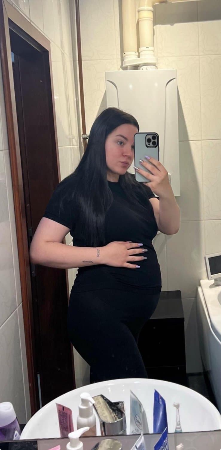 Pregnant cheating Hungarian wife Sophie showing off her saggy udders